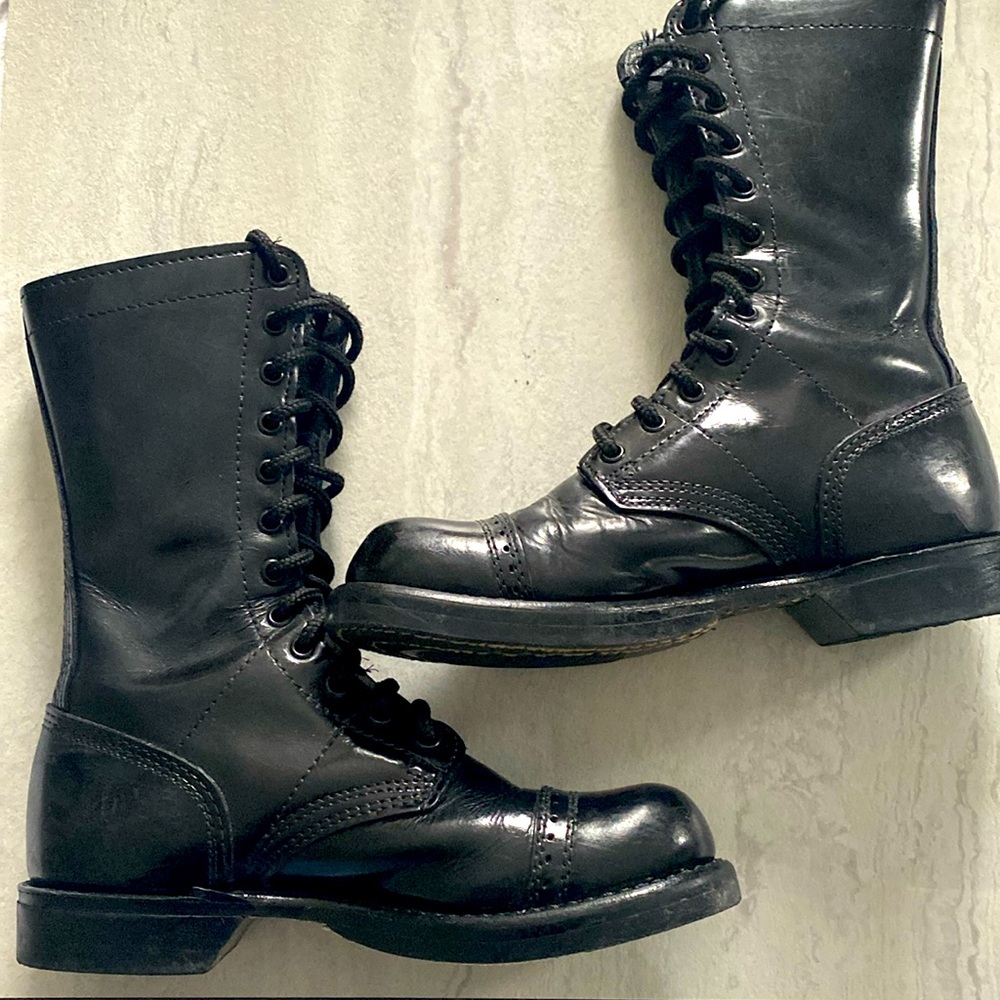 Carolina Corcoran Black Leather 10" Military Combat Jump Boots 7 Men’s/Women's 8